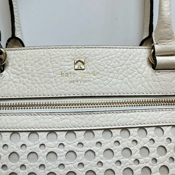 New Kate Spade White Lynne Perri Lane Leather Tote Bag - Picture 7 of 12